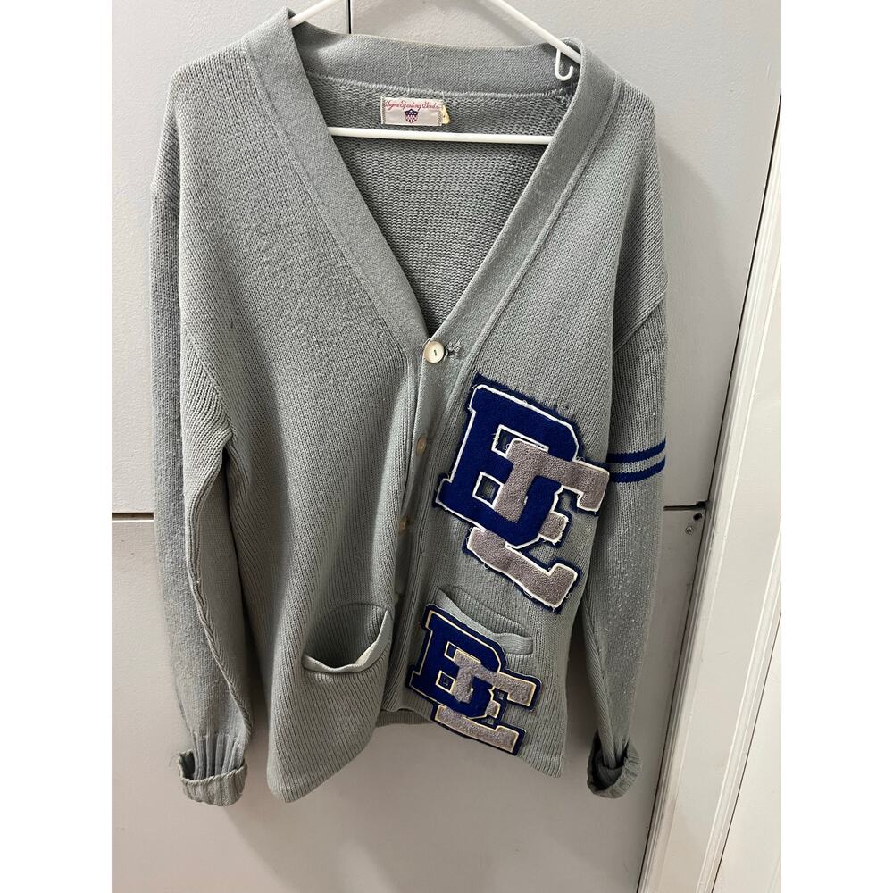 Vintage 60s Shaker Sweater Size M- Letters “B & E- Made in USA.